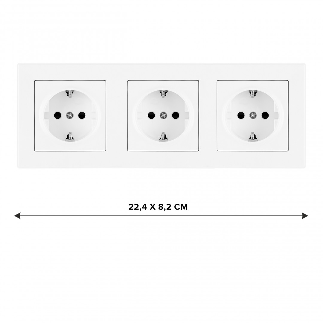 Розетка тройная (трехпостовая) с/з и шторками Arte Milano SET06-3-40-1x3 white