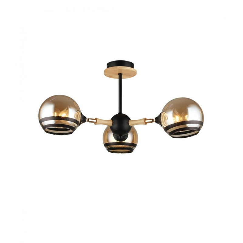 Люстра на штанге IMEX MD.4896-3-S BK+WOOD