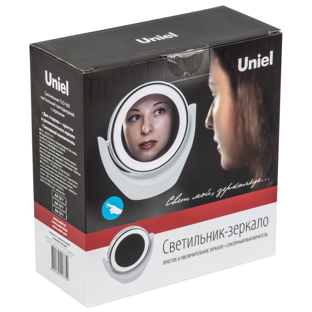 Зеркало с подсветкой (UL-00005246) Uniel TLD-592 White/LED/13Lm/6000K/3АА