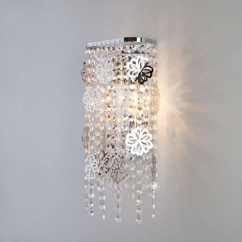 Настенный светильник Eurosvet Flower 10083/2 хром/прозрачный хрусталь Strotskis