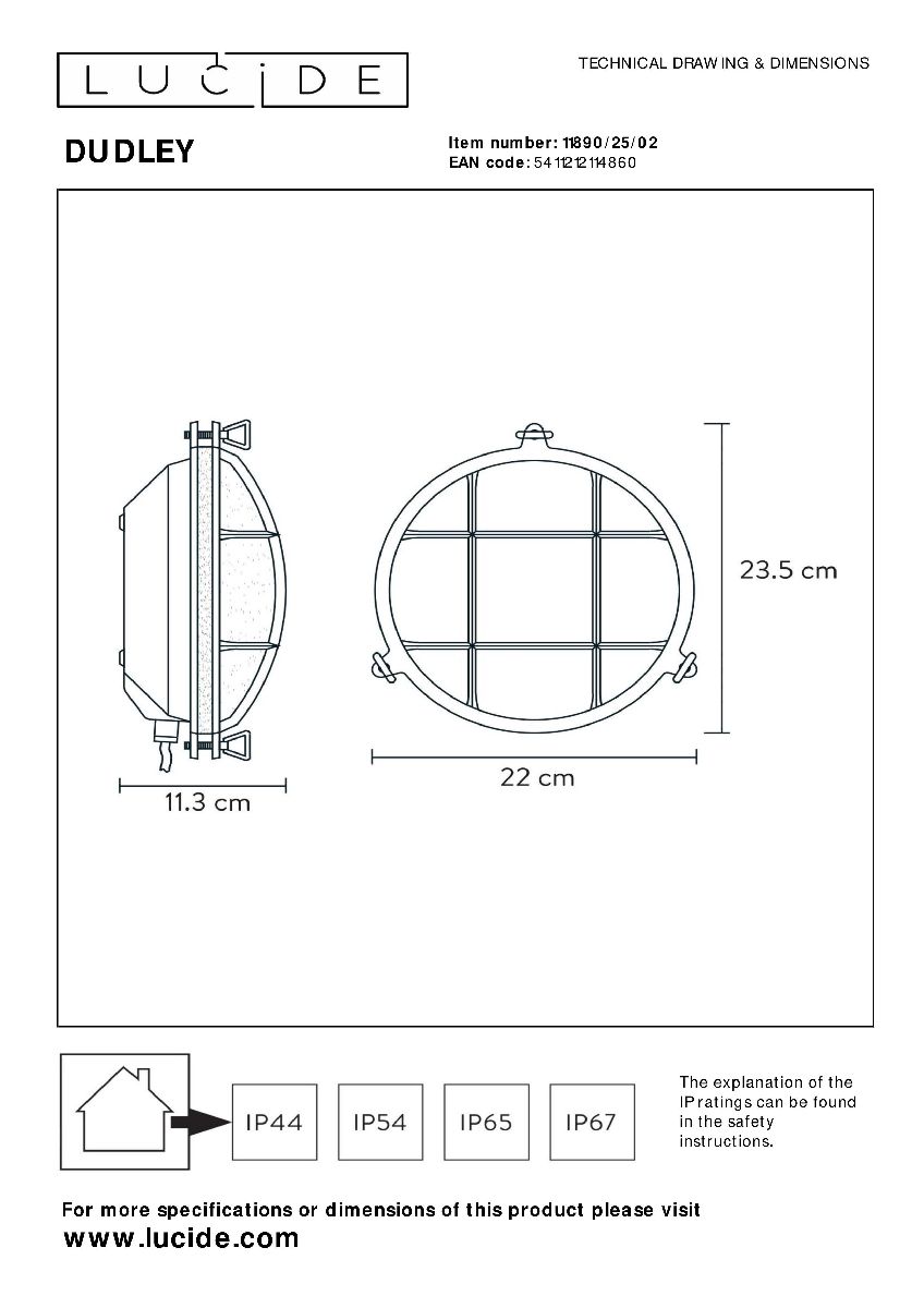 Уличный настенный светильник Lucide Dudley 11890/25/02