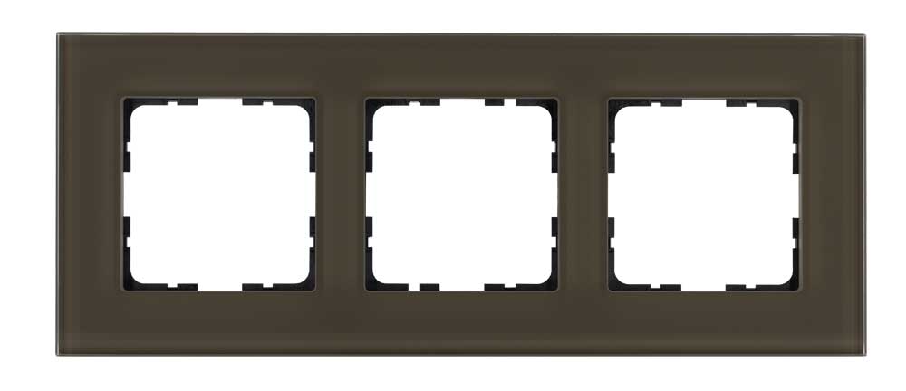 Рамка 3-постовая стекло цвет Каперсовый Jasmart G1003GT
