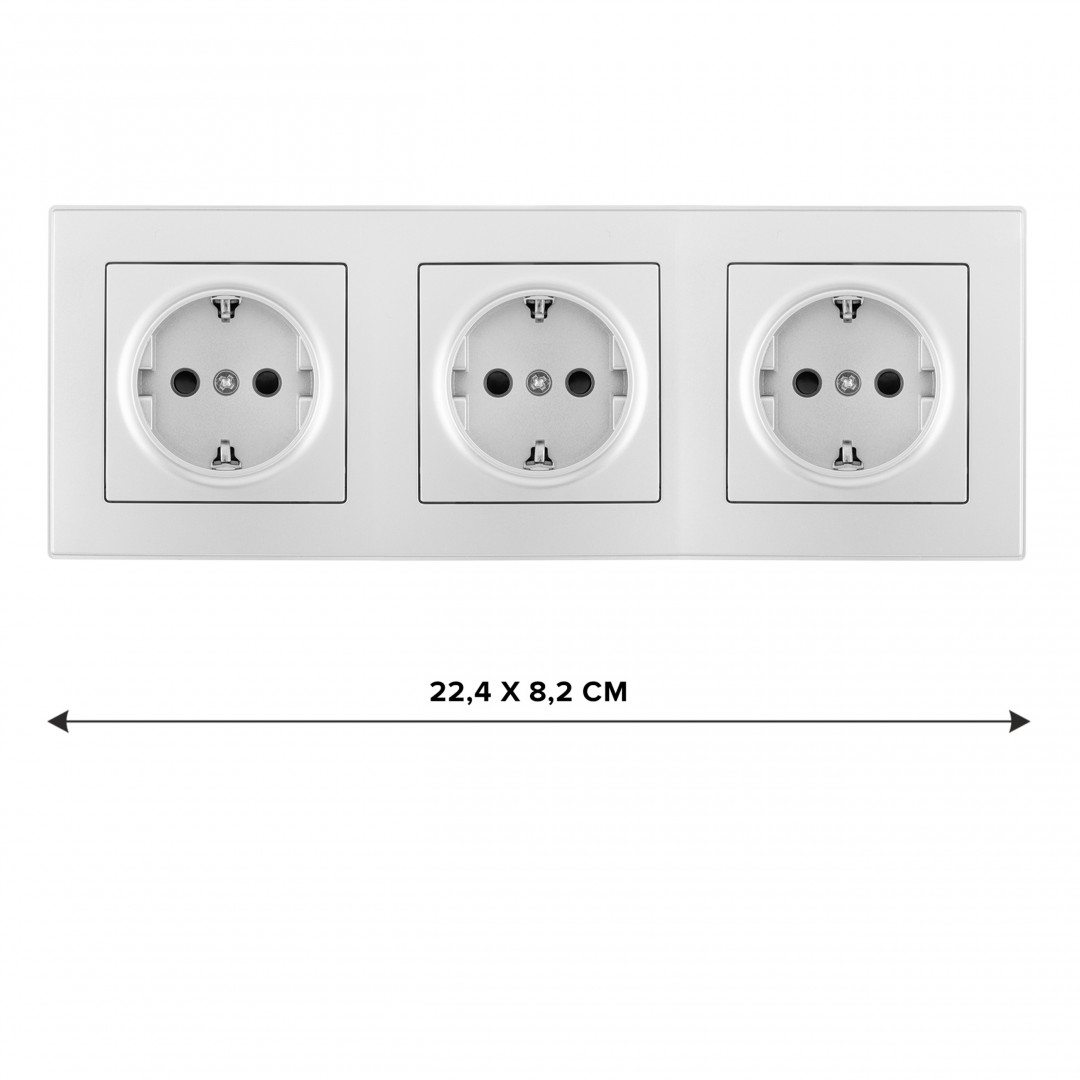 Розетка тройная (трехпостовая) с/з и шторками Arte Milano SET06-3-40-1x3 silver