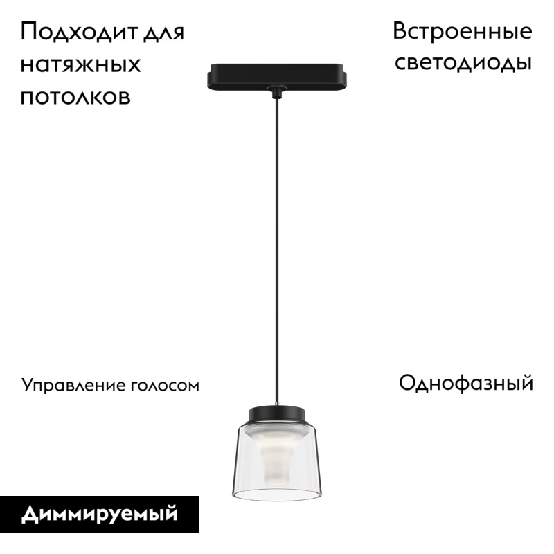 Трековый магнитный однофазный светильник Denkirs Air hang DK5377-BK