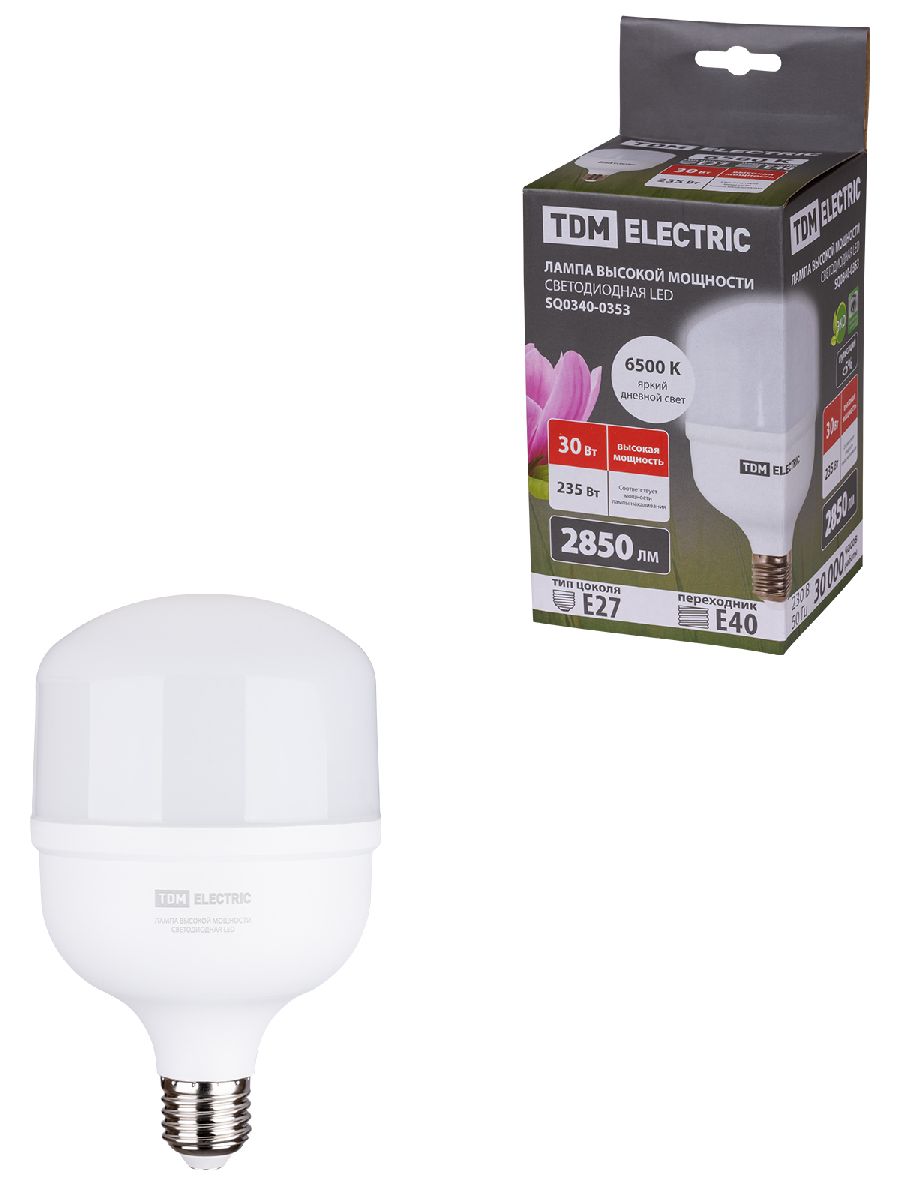 Лампа светодиодная TDM Electric E27 30W 6500K матовая SQ0340-0353