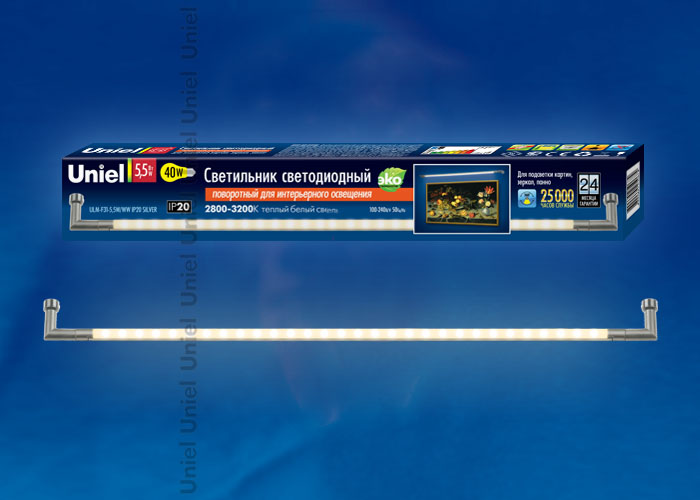 Подсветка для зеркал Uniel ULM-F31-5,5W/WW IP20 SILVER картон
