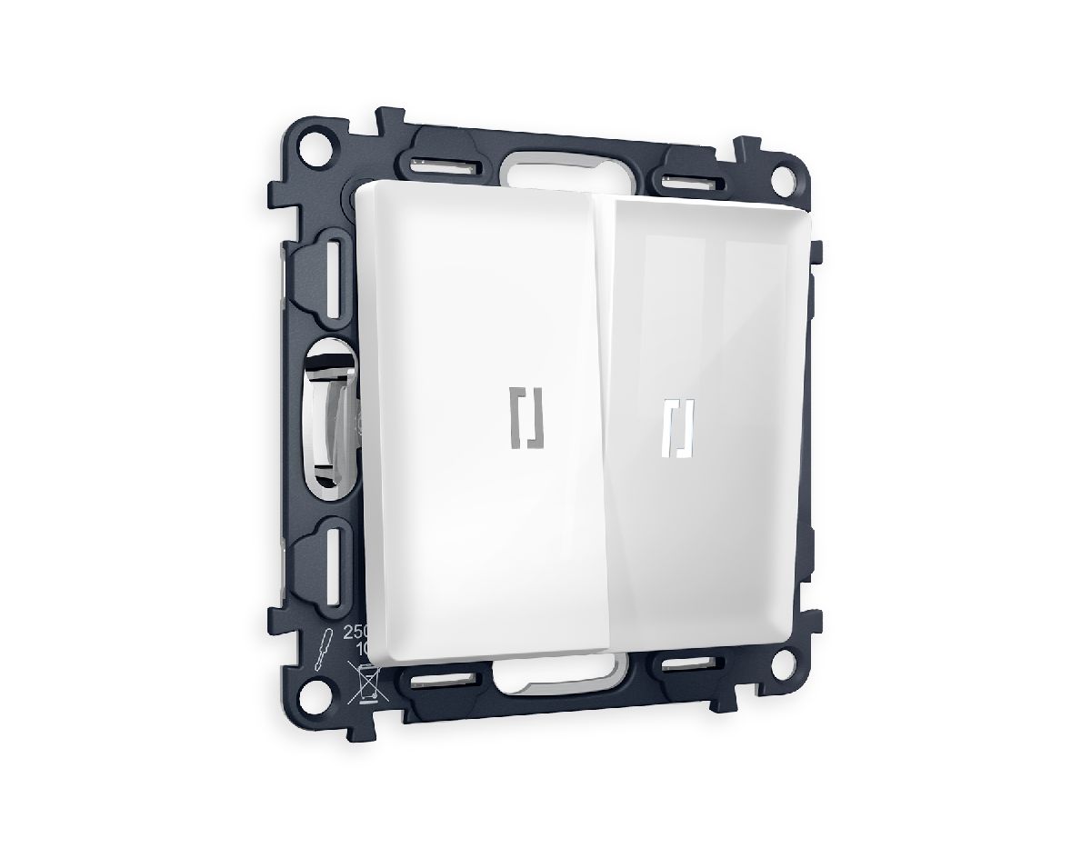 Комплект механизма 2-кл проходного выключателя с подсветкой Ambrella Volt Alfa MA104035