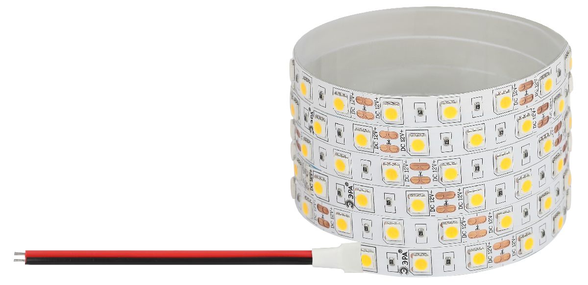 Светодиодная лента Эра 12В 5050 14,4Вт/м 4000K 5м IP20 LS5050-14,4-60-12-4000K-IP20-1 year-5m Б0053973