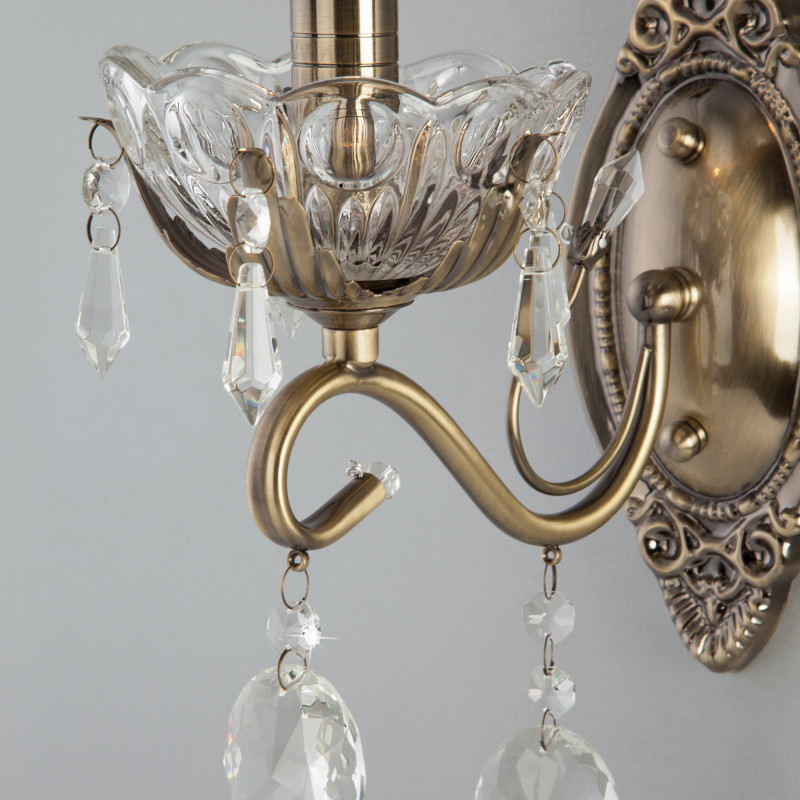 Бра Eurosvet 10103/1 античная бронза/прозрачный хрусталь Strotskis