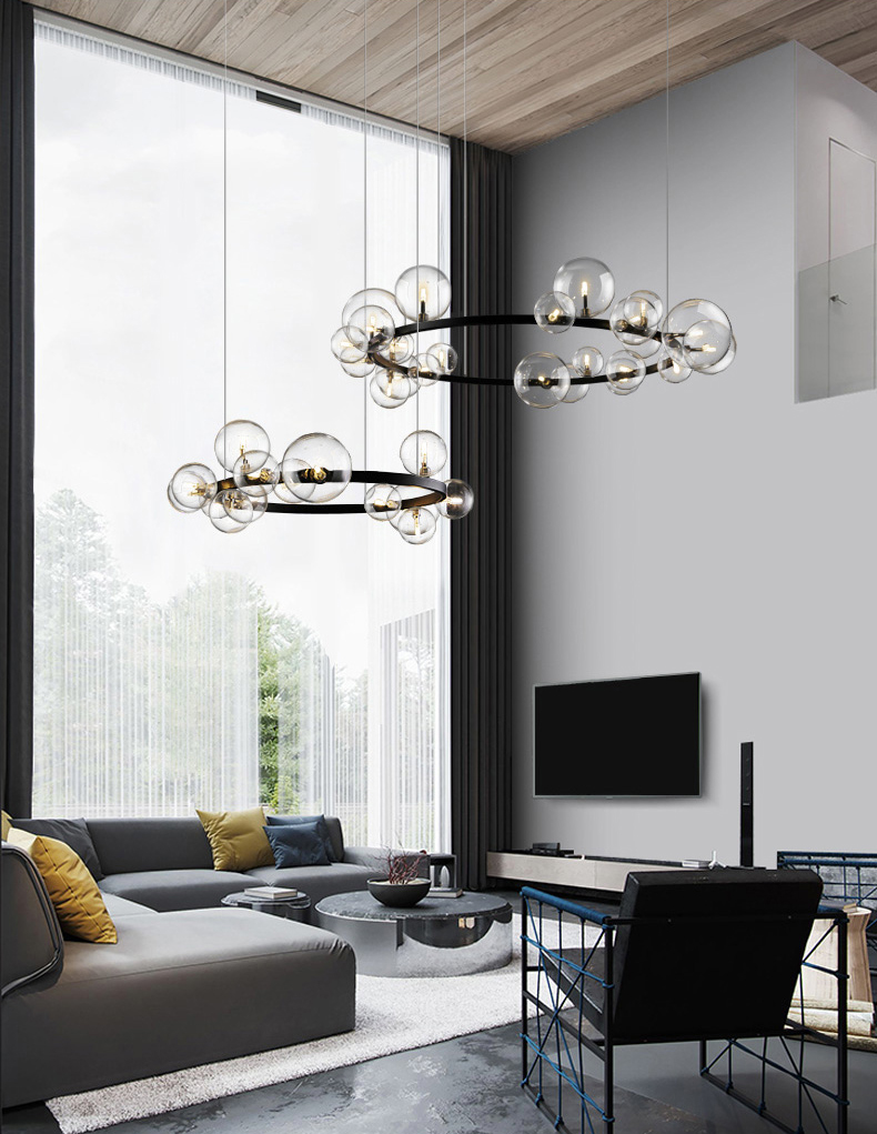 Подвесной светильник Delight Collection Art Deco Bubble 771120 (KM1294P-15 black/clear)