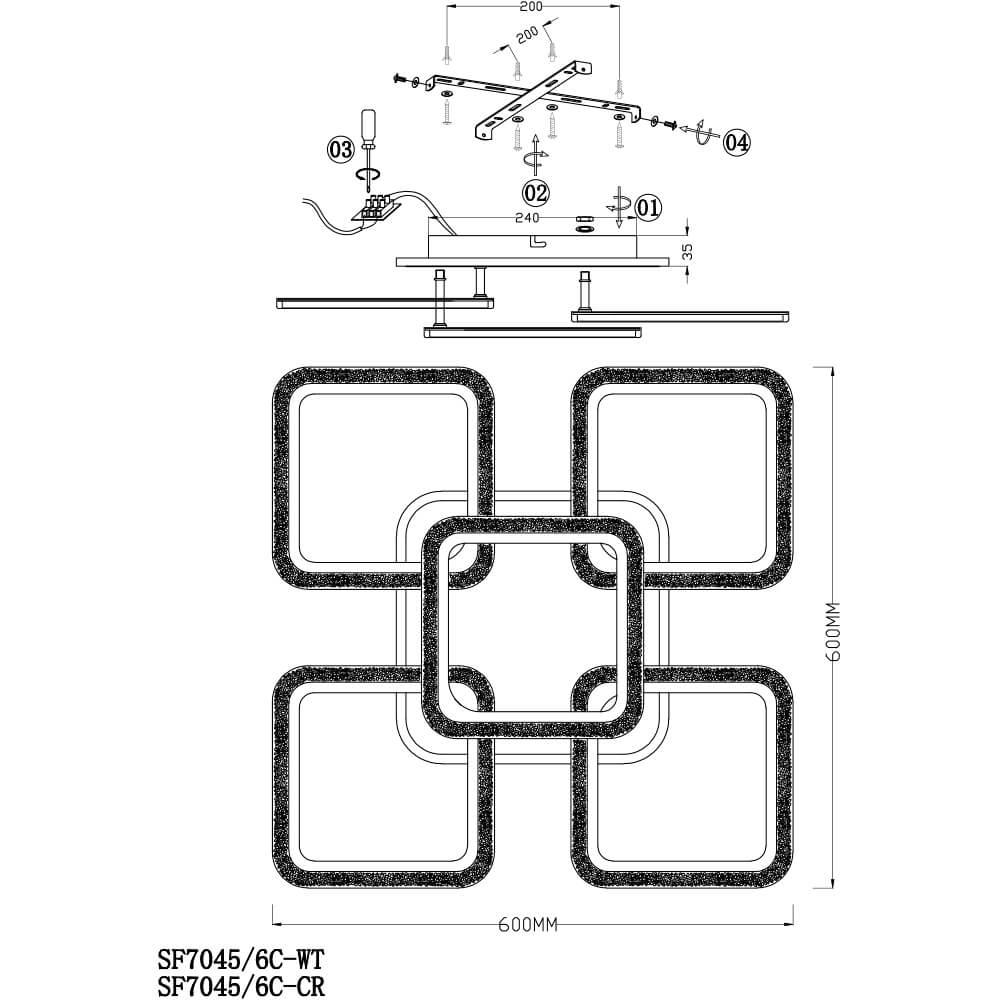 Потолочная светодиодная люстра Seven Fires Mals SF7045/6C-WT