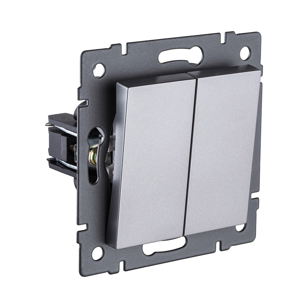 Выключатель кнопочный 2-клавишный 10А/250В, серый Kollinger REA-S-011GY для Aspekt, Eleganz, Reflex