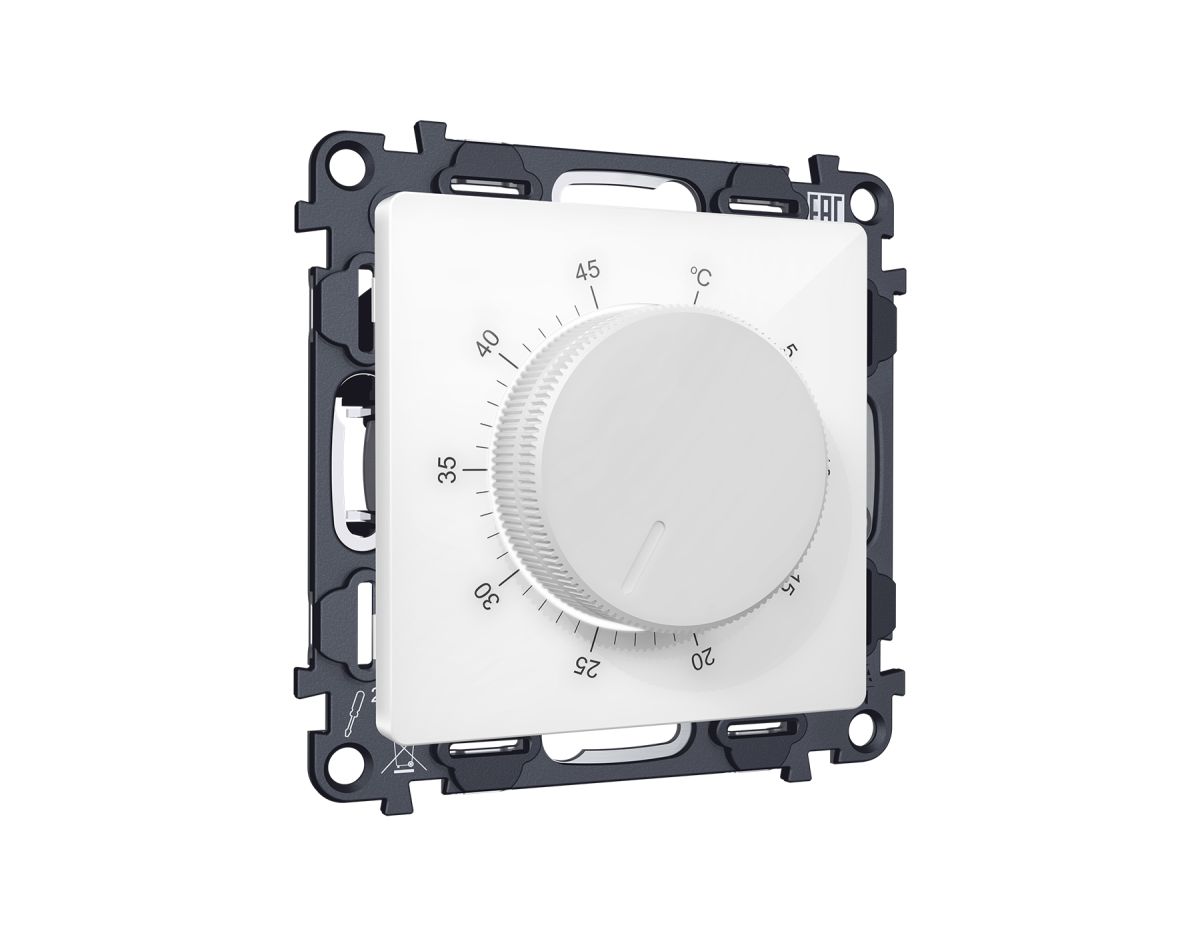 Комплект механизма терморегулятора с датчиком для теплого пола с подсветкой 16A-250V Alfa Белый глянец Quant Ambrella Volt MA105710 (AP1057, VM1381)