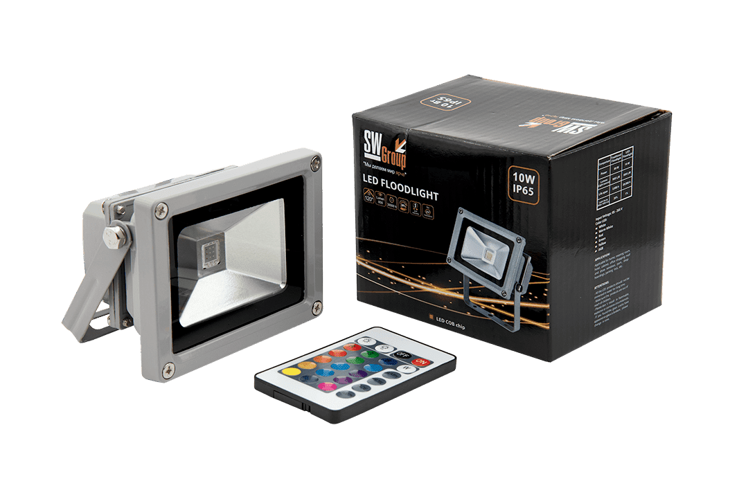 Прожектор светодиодный SWG FL-COB-10-RGB 002281