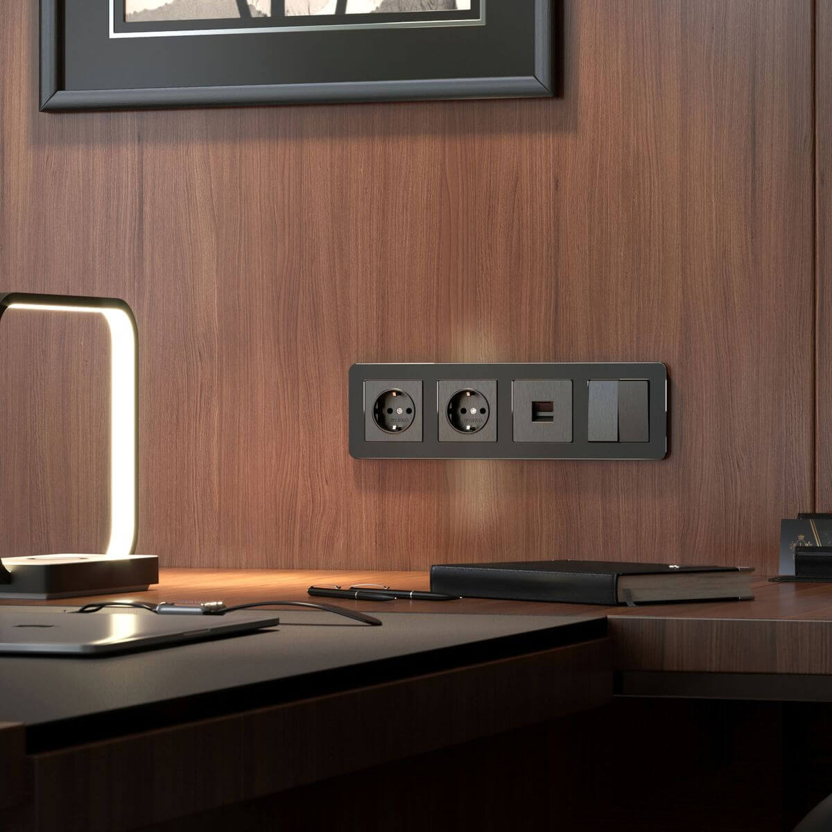 Рамка на 4 поста Werkel Platinum черный алюминий 4690389184512 W0042608