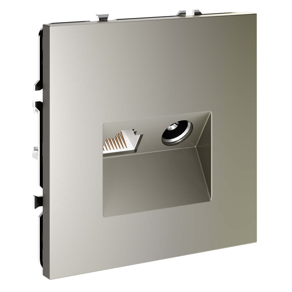 Розетка телевизионная встраиваемая Voltum S70 TV+RJ45 кат. 6, (шелк) VLS060704