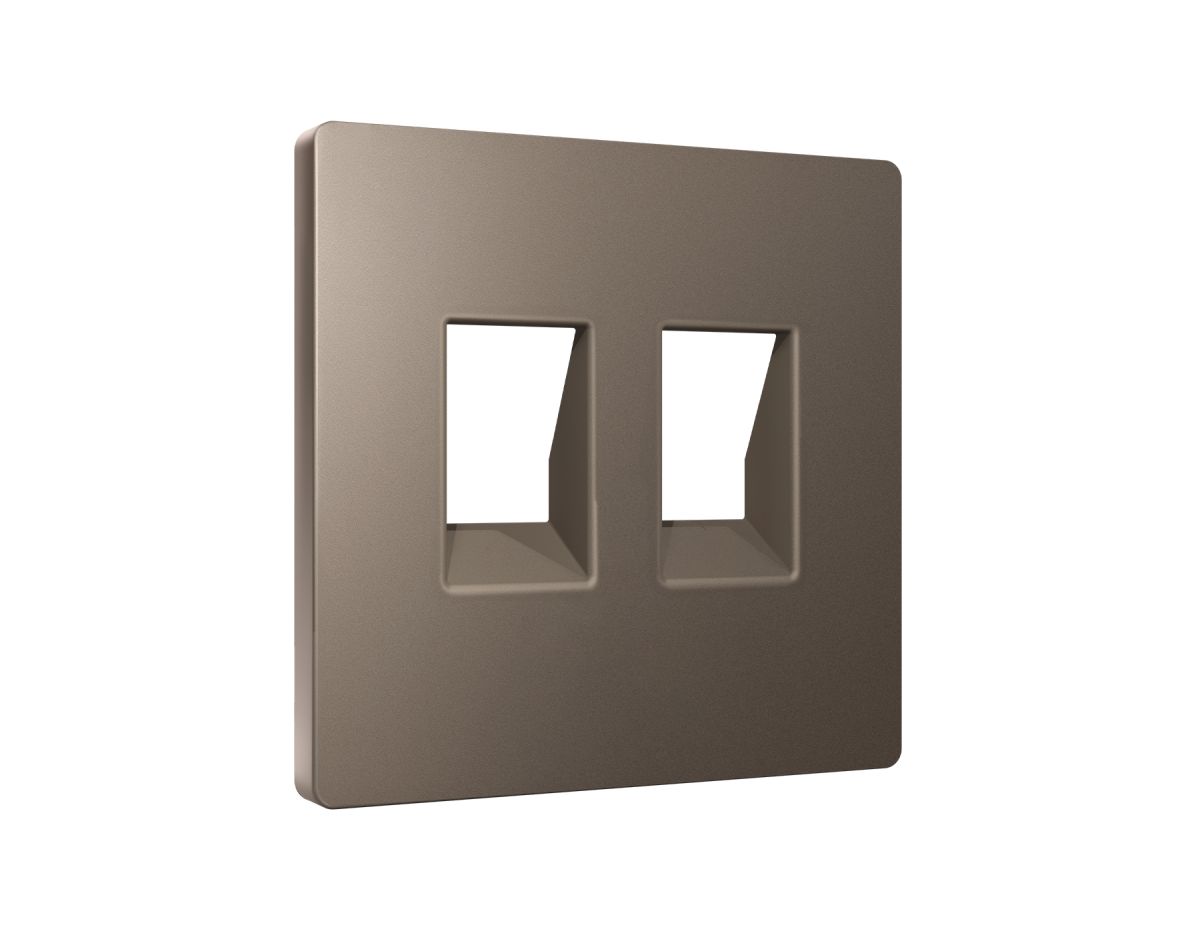 Лицевая панель Alfa (Темная бронза матовый) для компьютерной/телефонной двойной розетки RJ-45/RJ-11 Quant Ambrella Volt AP6421