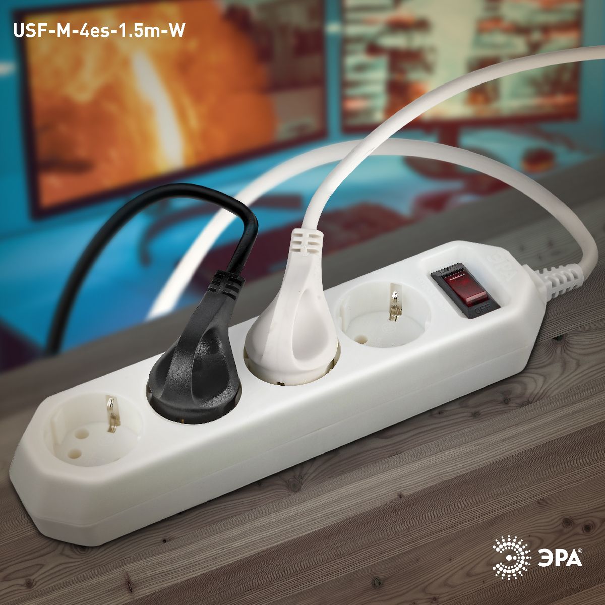 Сетевой фильтр Эра USF-M-4es-1.5m-W Б0019741