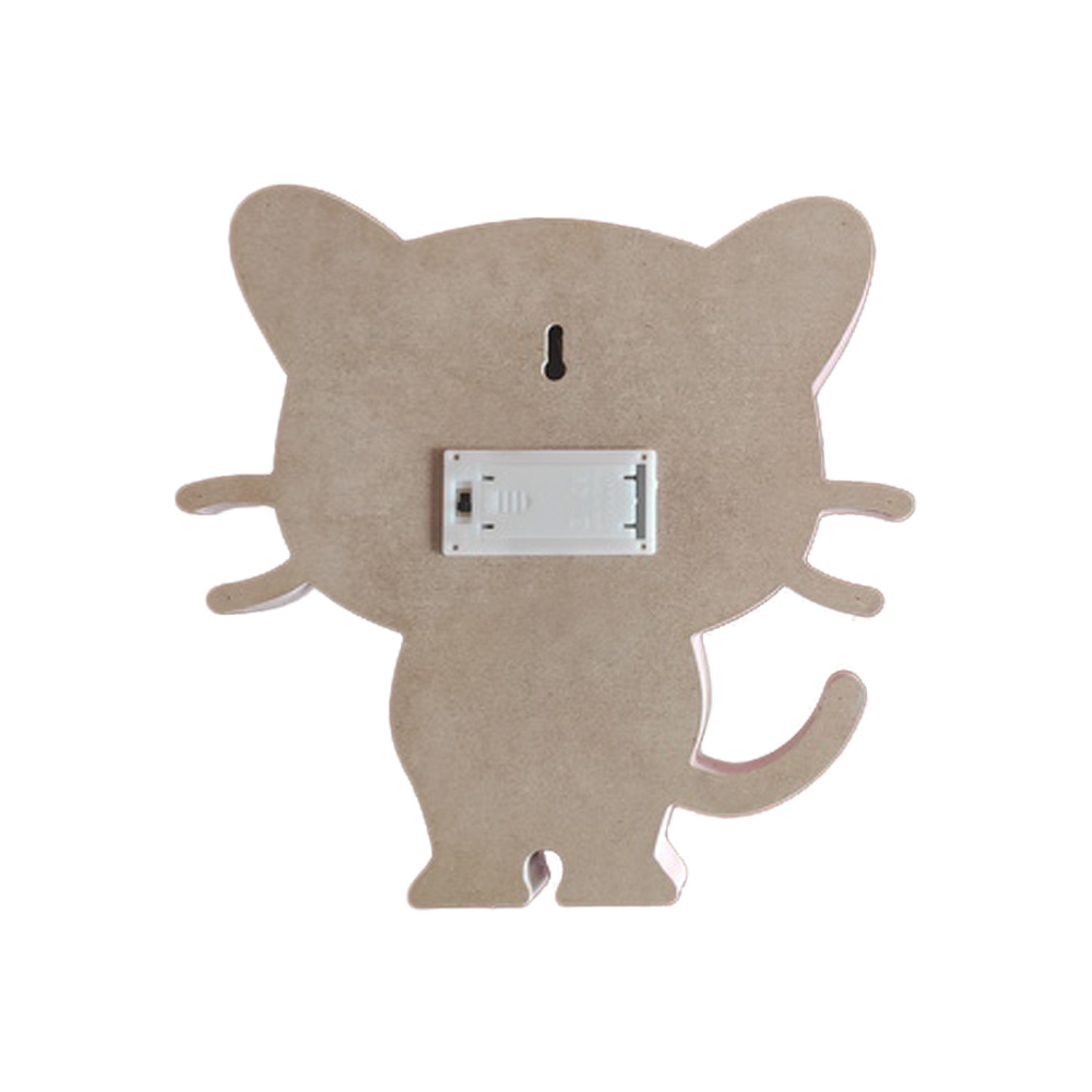 Светодиодный ночник Apeyron Котенок теплый белый 2хААА МДФ 12-173