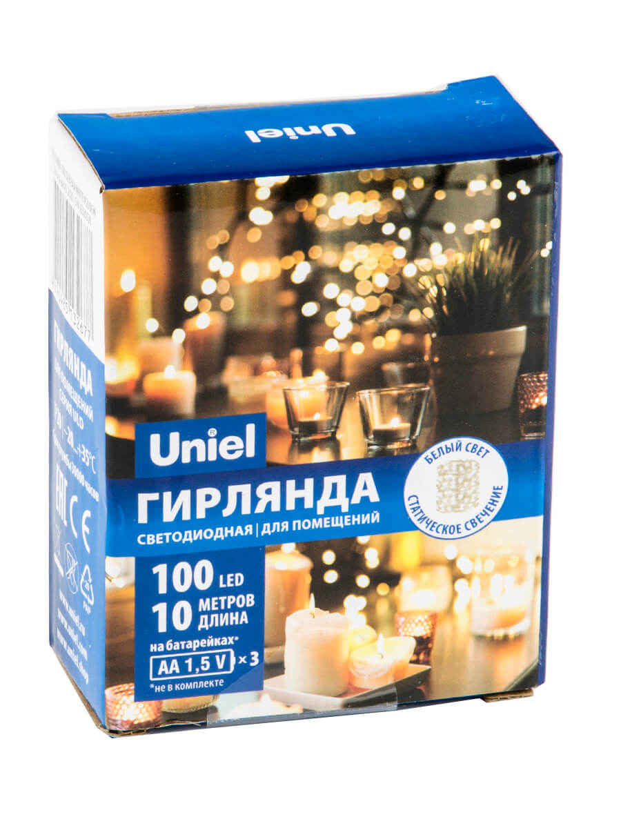 Светодиодная гирлянда Uniel Роса (UL-00007186) белый ULD-S1000-100/SCB/3AA White IP20 Dew