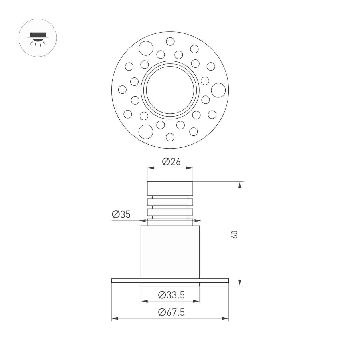 Встраиваемый светильник Arlight MS-INVISIO-TRIMLESS-R35-5W Day4000 (WH-WH, 36 deg, 230V) (IP54 Металл) 061917