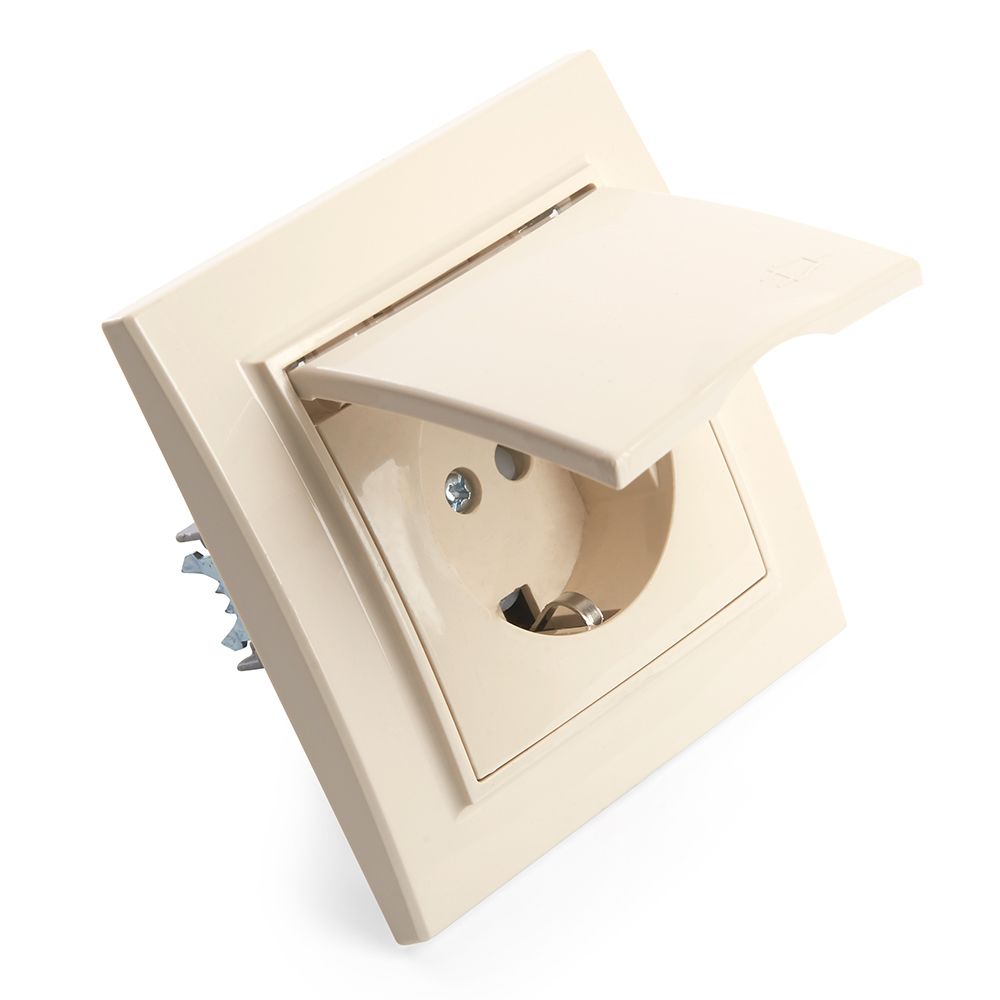 Розетка 1-местная с крышкой Stekker PST16-9012-02 с защитной шторкой 39238