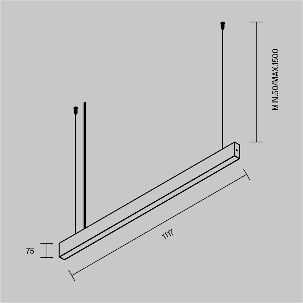 Линейный подвесной светильник Maytoni Technical Basis P070PL-2.7-3-4K-B