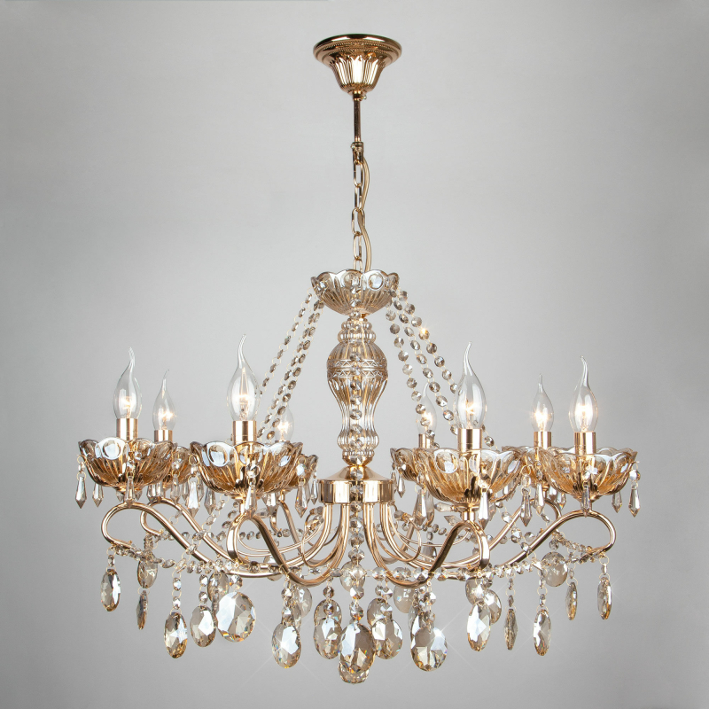 Подвесная люстра Eurosvet Теодора 10037/8 золото/тонированный хрусталь Strotskis 00000075578