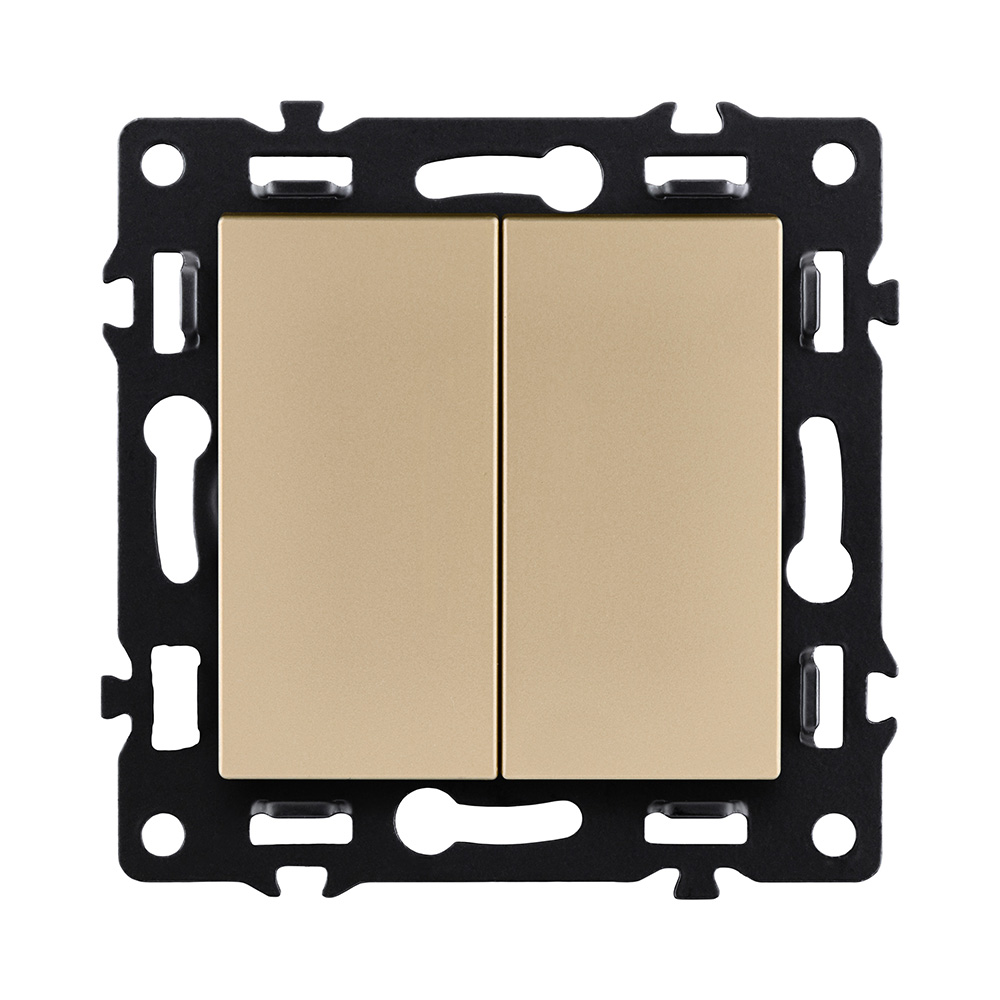 Выключатель 2-клавишный 10А/250В, золотой Kollinger Asthetik AS-004GD