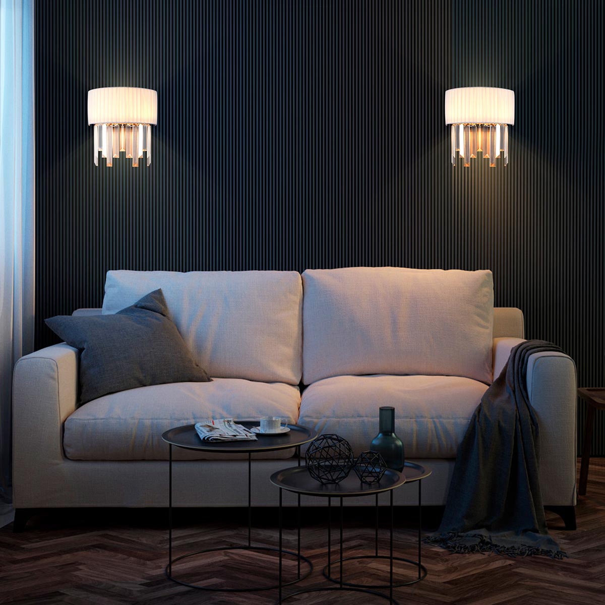 Настенный светильник Eurosvet Amantea 10122/2 хром/прозрачный хрусталь Strotskis (10106/2)