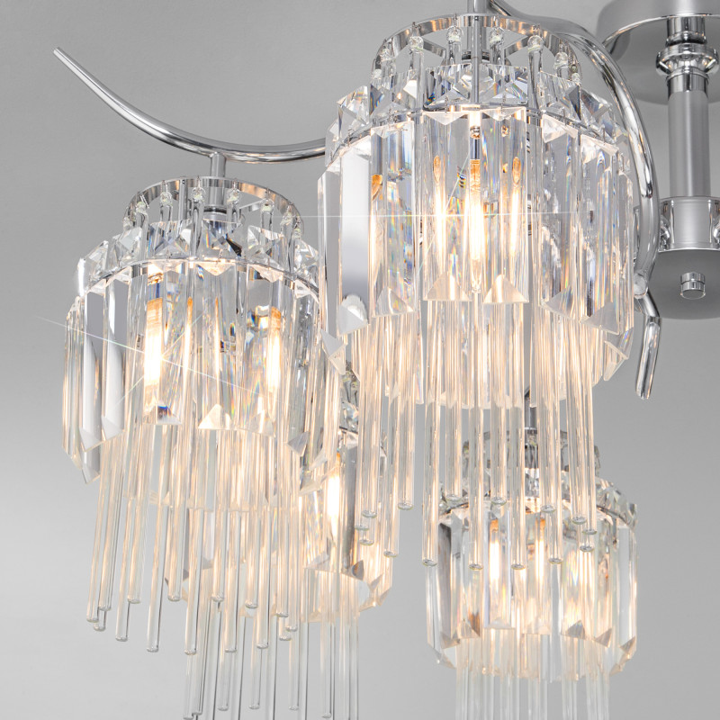 Люстра на штанге Eurosvet Sevilia 10119/8 хром/прозрачный хрусталь Strotskis