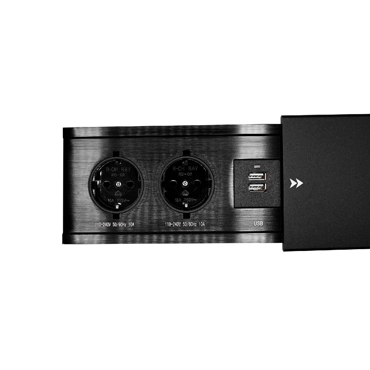 Блок розеток JX (Slide Top) (2 секции + 2 USB с кабелем питания) Mebax 00-00002889