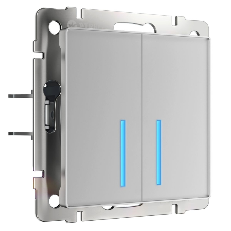 Сенсорный выключатель двухклавишный Werkel с подсветкой серебряный W4520106 4690389171239