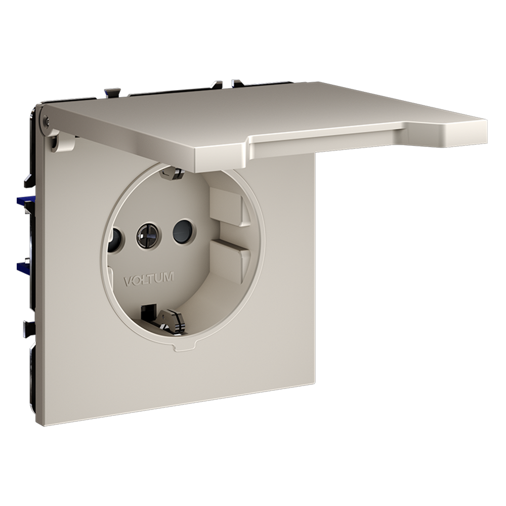 Розетка с защитными шторками и крышкой Voltum S70 VLS040303 (кашемир)