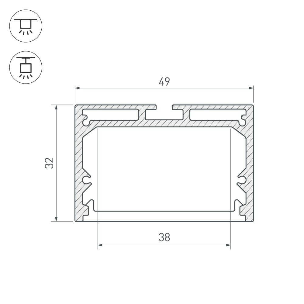 Профиль Arlight SL-LINE-4932-2500 BLACK+OPAL 027988