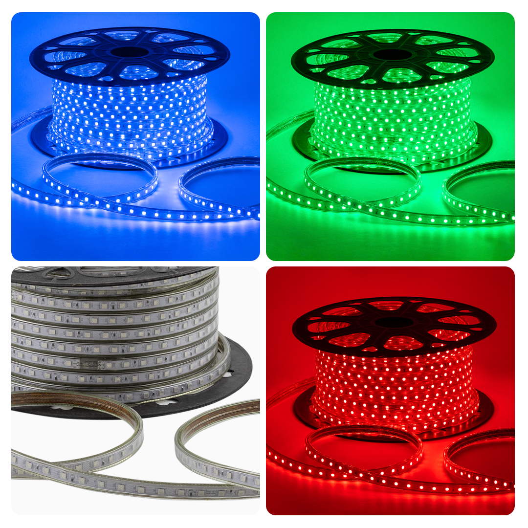 Светодиодная лента OGM Эконом 220В 5050 8Вт/м RGB 50м IP65 O17-10