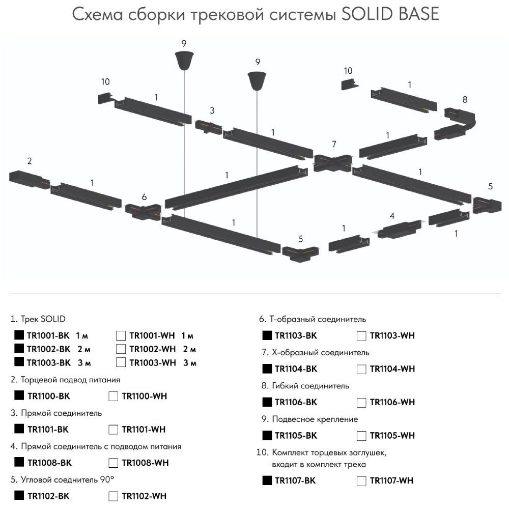 Шинопровод Denkirs DK Track Black TR1002-BK