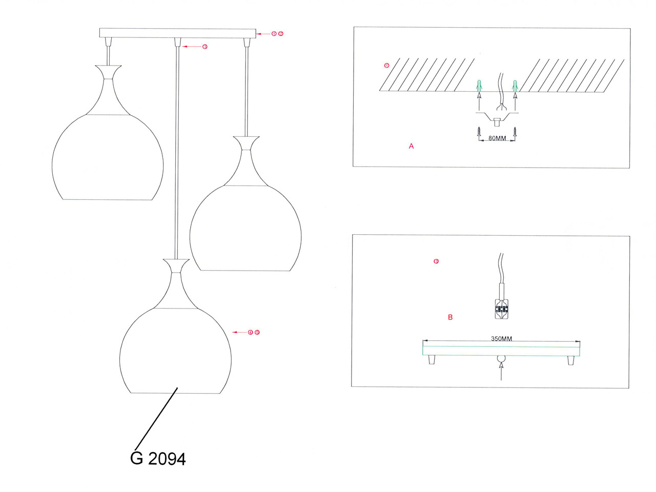 Подвесная люстра Odeon Light Velute 2094/3