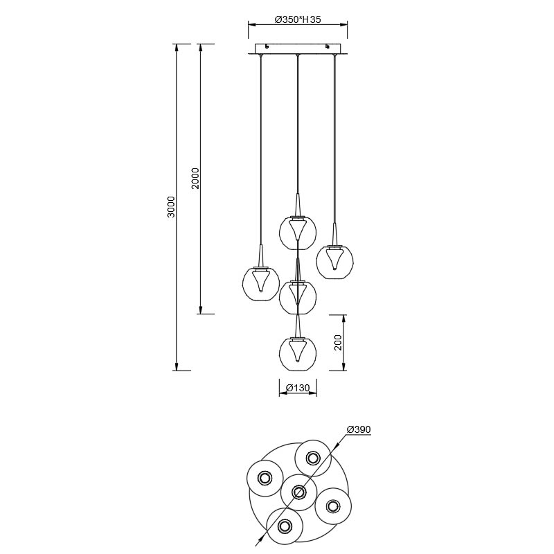 Подвесная люстра Mantra Andromeda 9080