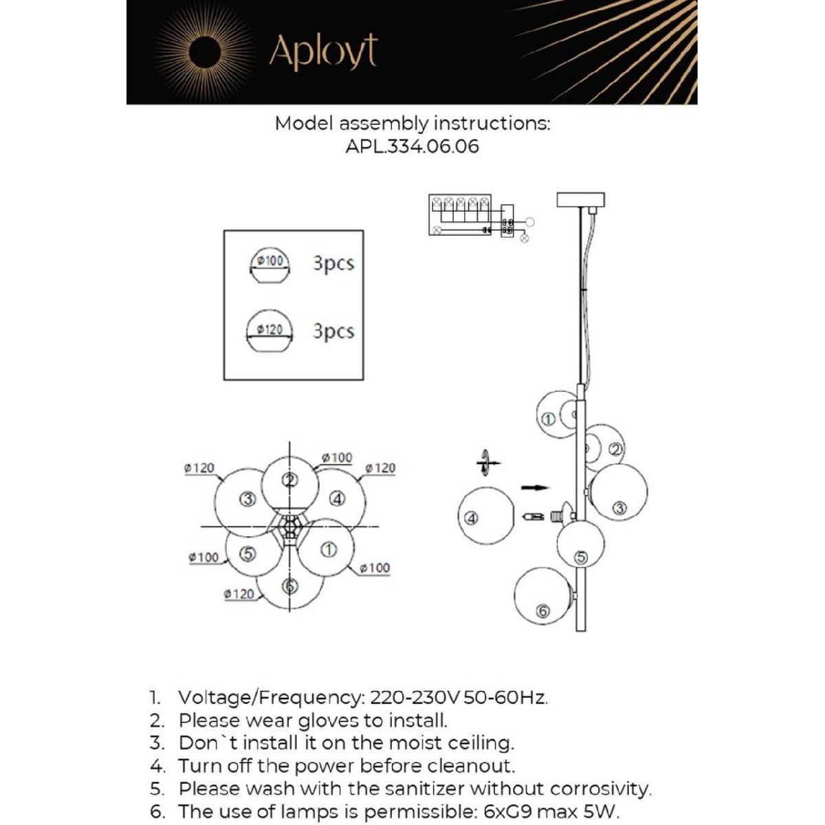 Подвесная люстра Aployt Feliche APL.334.06.06