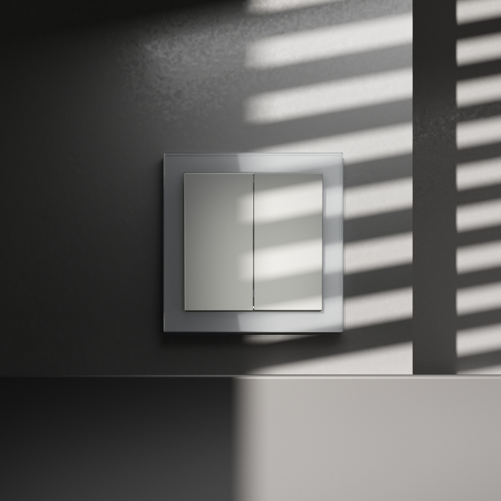 Перекрестный переключатель встраиваемый Voltum S70 двухклавишный 10А, (сталь) VLS020505