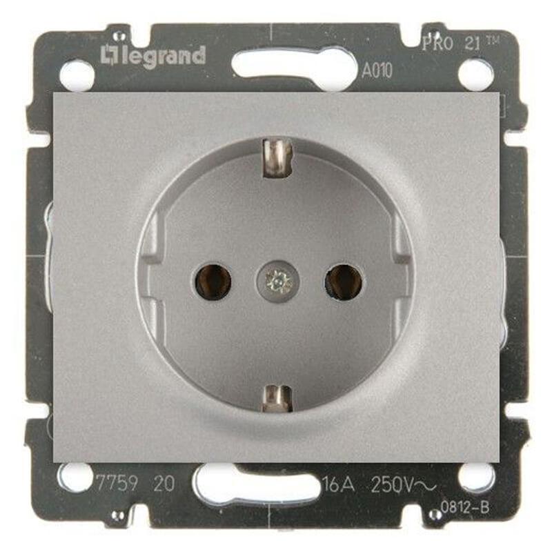 Розетка 2К+3 Legrand Galea Life 16A 250V с/з автоматические клеммы алюминий 771362