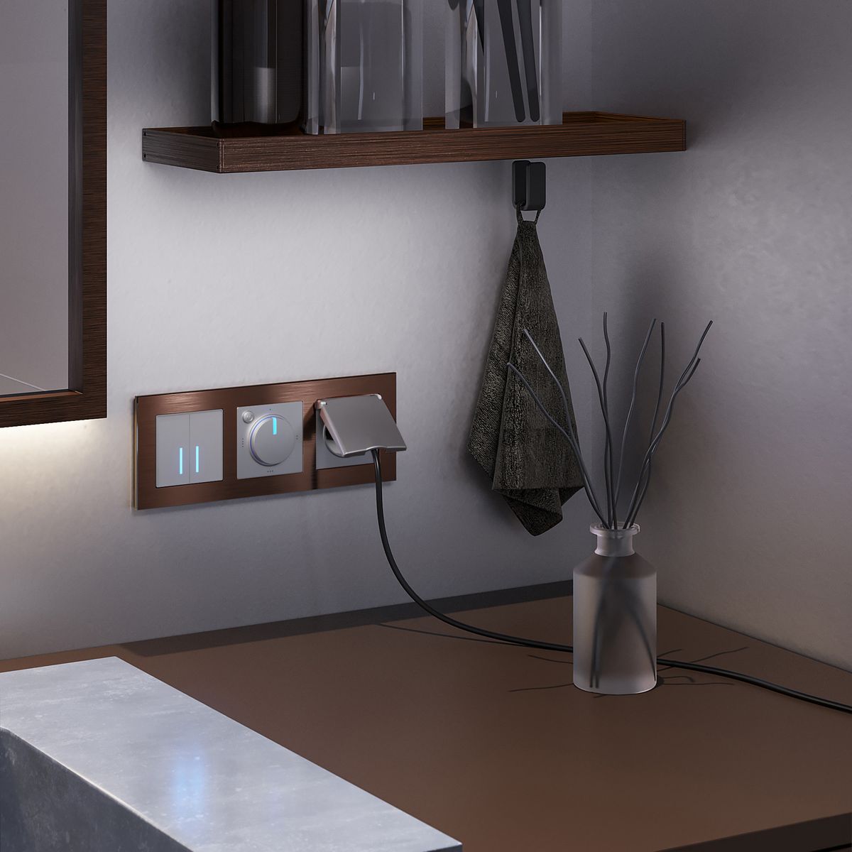 Сенсорный выключатель двухклавишный Werkel с подсветкой серебряный W4520106 4690389171239