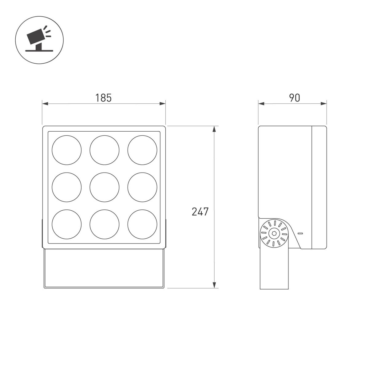 Прожектор Arlight ALT-BLOCK-S185x185-36W Day4000 (GR, 3 deg, 230V) 055251