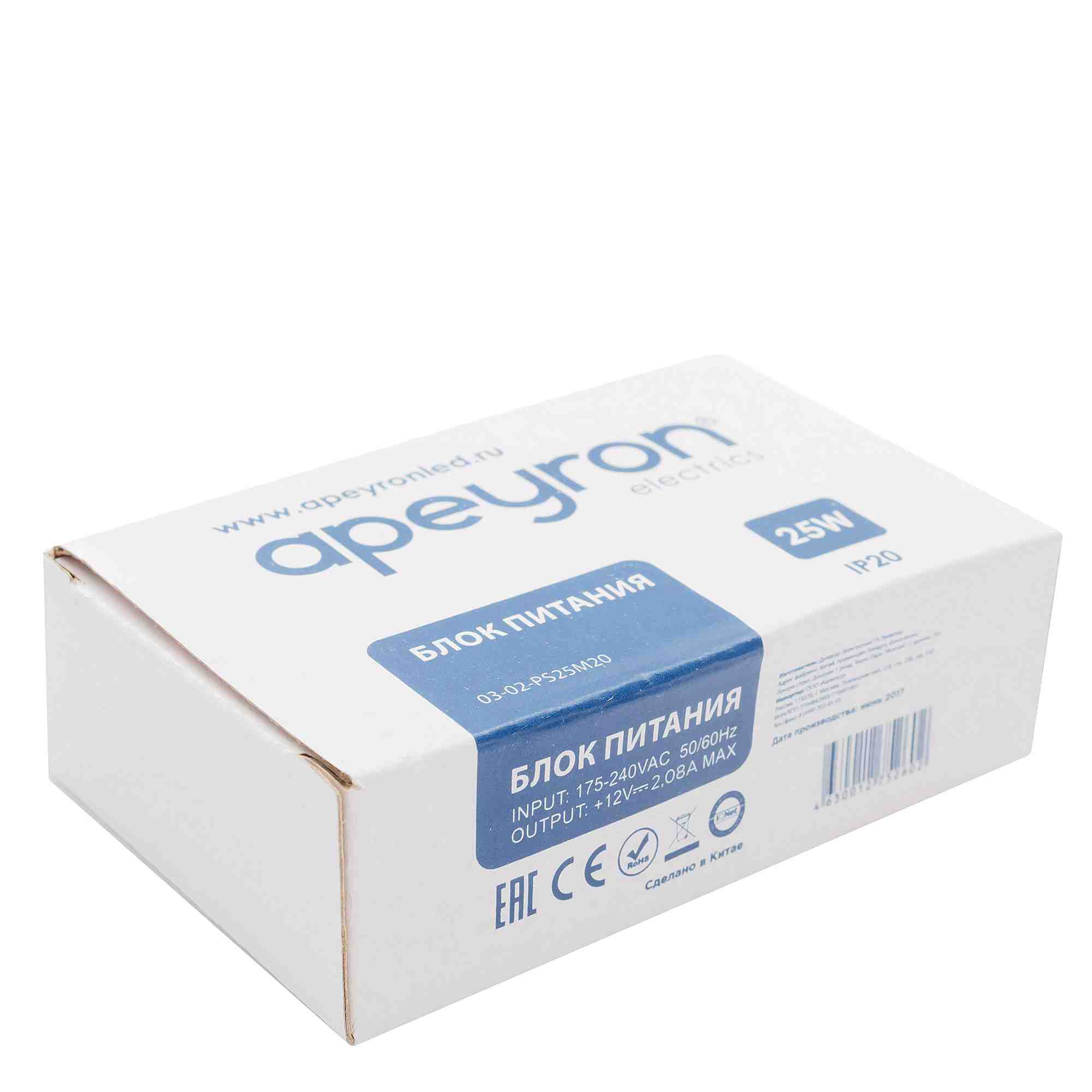 Блок питания Apeyron 12В 25Вт IP20 2А 03-02 в Москве