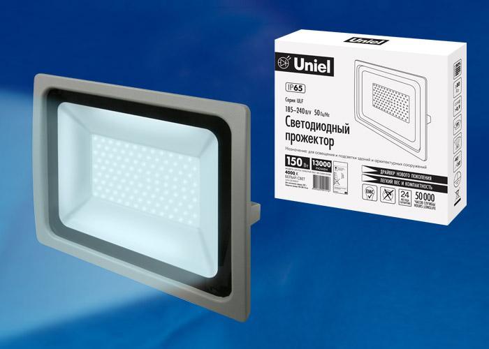 Прожектор светодиодный (UL-00001916) Uniel 150W 4000K ULF-F16-150W/NW IP65 185-240В Silver