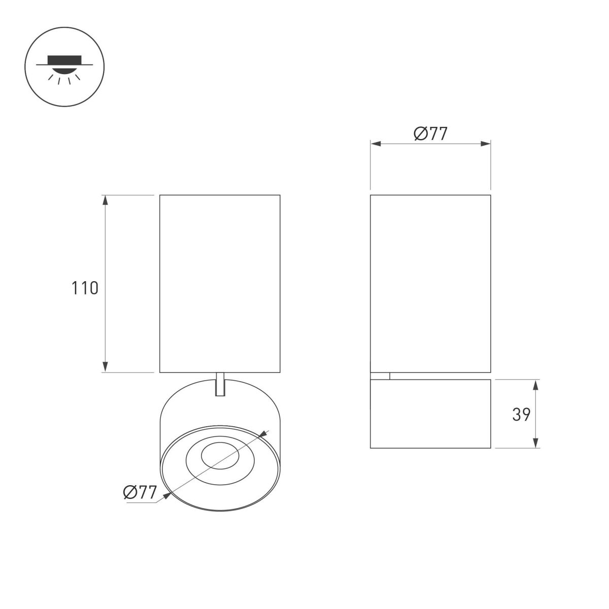 Накладной спот Arlight SP-PLURIO-SURFACE-LONG-R77-9W Day4000 040380