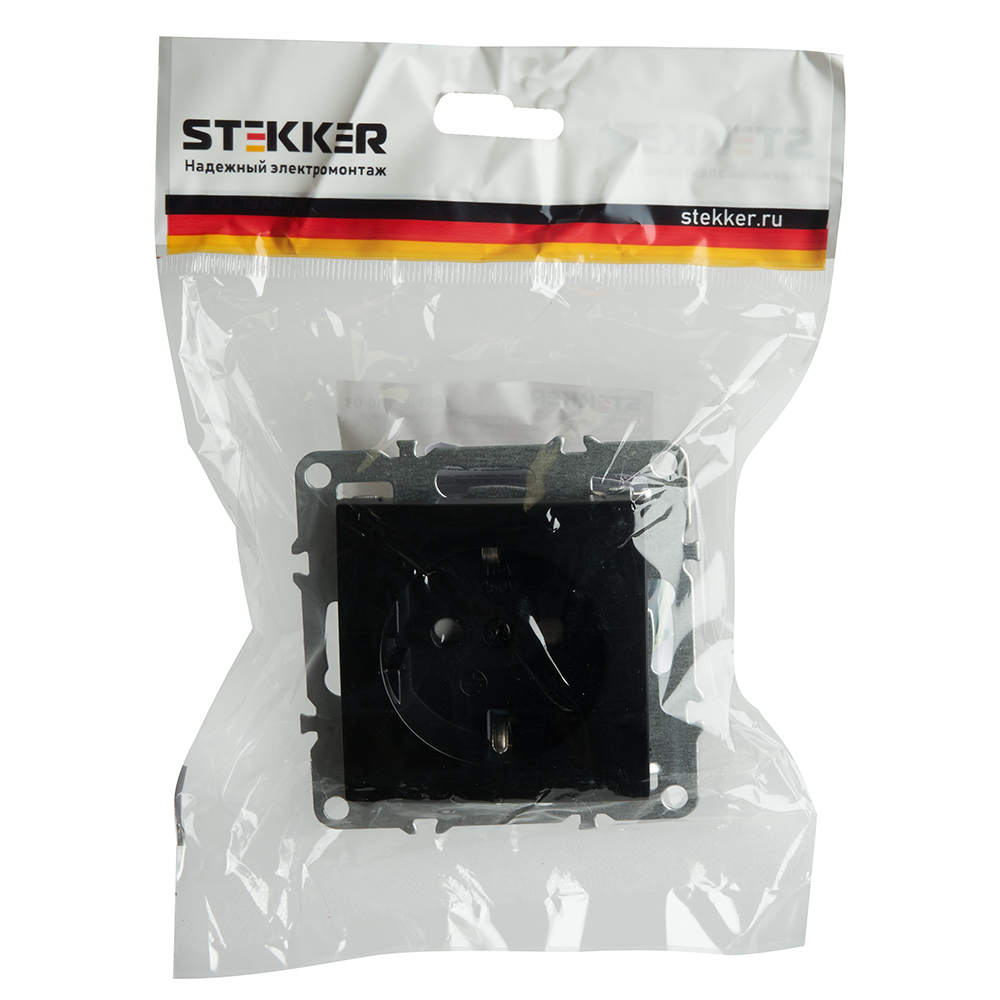 Розетка 1-местная с/з с защитной шторкой Stekker Эрна PST16-9110-03 49154