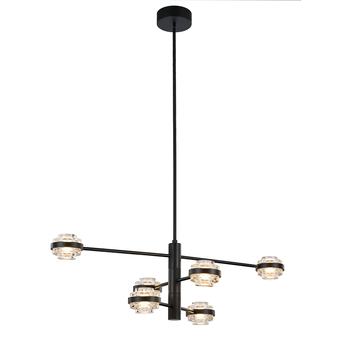 Люстра на штанге Delight Collection MD22030002 MX22030002-6A black/clear