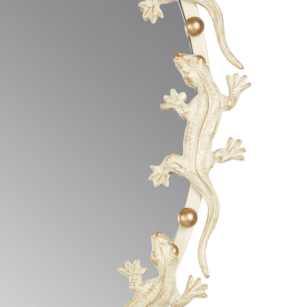 Зеркало Runden Ящерицы белый/золото круглое V20012
